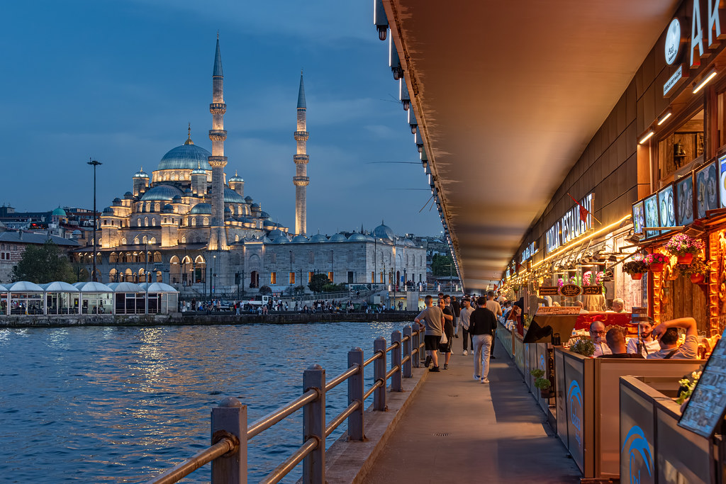 Istanbul skyline sunset Bosphorus halal